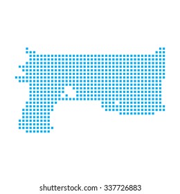 A Blue Mosaic Icon Isolated on a White Background - Pistol