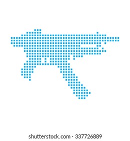A Blue Mosaic Icon Isolated on a White Background - MAchine Gun