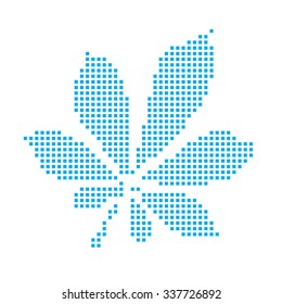 A Blue Mosaic Icon Isolated on a White Background - Leaf