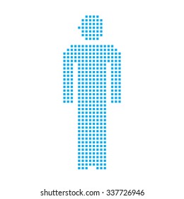 A Blue Mosaic Icon Isolated on a White Background - Man