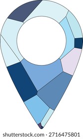 Blaues Mosaik Low Poly Geometrische Lage Pin Map Marker Symbol