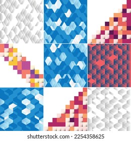 Blue mosaic pattern with a mosaic color gradient vector illustration suitable for use in design projects; color sample of a pixel landscape