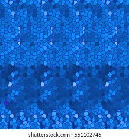 Blue mosaic seamless pattern of stained-glass window