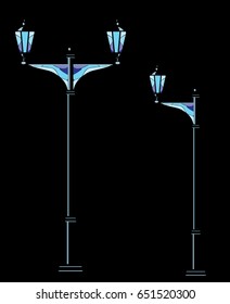 Blue mosaic stained glass street lantern vector illustration
Victorian, retro style