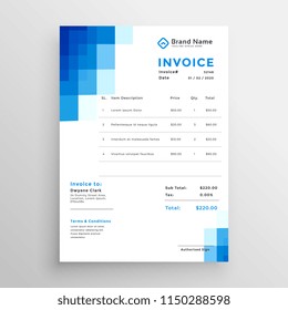 blue mosaic style invoice template