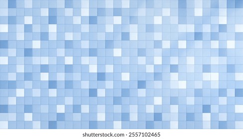 Blue mosaic tile background. Vector realistic illustration of bathroom, toilet, kitchen, shower ceramic wall or floor design, abstract geometric backdrop for presentation template, seamless gradient