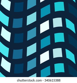 Blue mosaic vector background. Wave curves of the elements