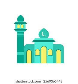 Blue mosque design with one tower for your ramadan and islamic design. Islamic element. Ramadan element