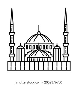 Mezquita Azul Estambul Parte de objetos históricos musulmanes dibujando un vector de iconos.