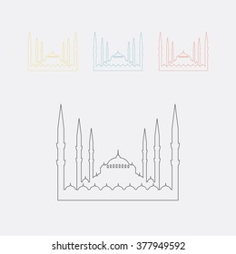 The Blue Mosque, Istanbul, Turkey. Vector illustration.