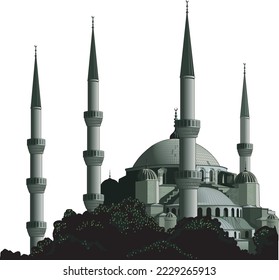 Ilustración vectorial de la Mezquita Azul de Estambul
