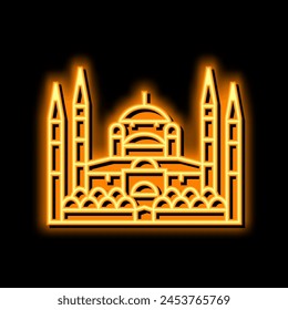 blue mosque neon light sign vector. blue mosque illustration