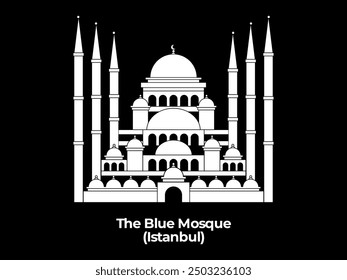 blue mosque sultan ahmet masjid istanbul tukiye ancient building holy sacred place prayer islam architecture design icon illustration