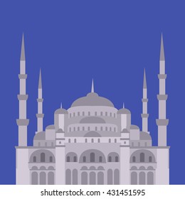 The Blue Mosque, Sultanahmet Camii, Istanbul, Turkey, middle east islamic architecture flat