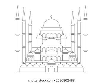 The Blue Mosque Turkey Istanbul Sultan Ahmet masjid Islamic cultural architecture holy praying building design outline style