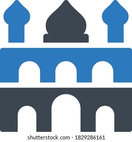 icono de color de glifo vectorial de mezquita azul