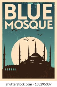 Blue Mosque Vintage Poster