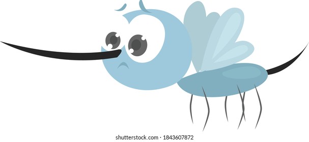 Mosquito azul, ilustración, vector sobre fondo blanco