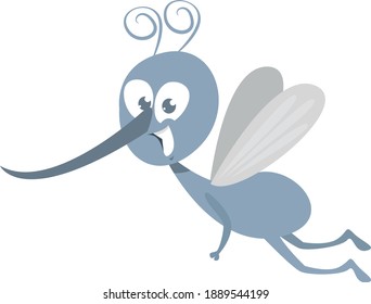 Blue mosquito,illustration,vector on white background