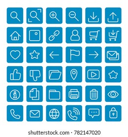 Blue most used webdesign vector icons for user interface set