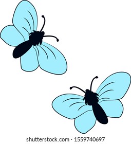 Blue moth, illustration, vector on white background.