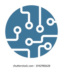 Icono de la tarjeta madre azul. Chip de procesador.