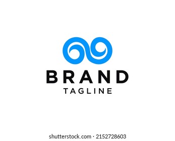 Logo Infinity sobre movimiento azul aislado en fondo blanco. Usable para Logos de Negocios y Tecnología. Elemento de plantilla de diseño de logotipo vectorial.