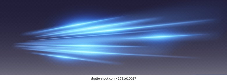 Líneas de movimiento azules, efectos de luz abstractos con iluminación dinámica y velocidad.