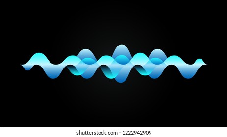 Blue motion sound wave abstract vector background