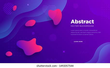 Blue motion style banner design with fluid gradients. Virtual reality 3d illustration. Landing page template. Eps 10