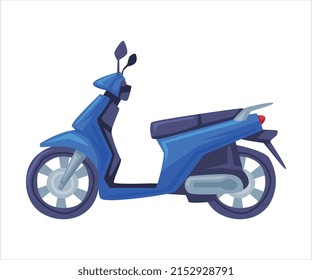 Blue Motor Scooter as Bali Traditional Cultural Attribute Vector Illustration