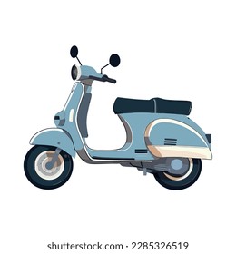 Blue motor scooter freedom and fun icon isolated