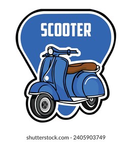 blue motorcycle classic vector, which is suitable for motorcycle product logo art icon scooter