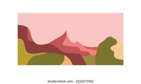 blue mountain abstract of landscape flat for background. mountain poster modern art of flat color. art print landscape poster vector