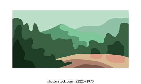 resumen de montaña azul de paisaje plano para fondo. afiche de montaña arte moderno de color plano. vector de afiche de paisajes de impresión artística