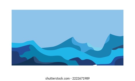 resumen de montaña azul de paisaje plano para fondo. afiche de montaña arte moderno de color plano. vector de afiche de paisajes de impresión artística