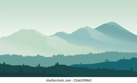 Blue mountain beach landscape vector design illustration