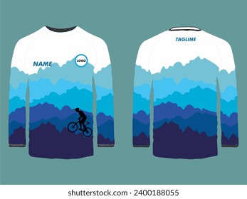 The blue mountain bike jersey design can be edited