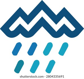 Blue mountain cloud heavy rain storm icon vector