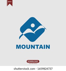 Blue Mountain Concept Logo Icon Vector Template Design