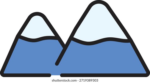 Blaues Bergsymbol mit Schneekappe