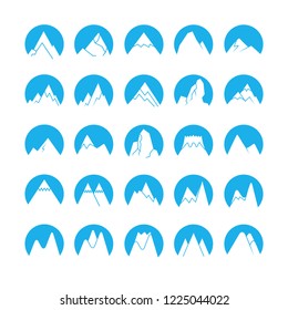 blue mountain icons in circle shapes