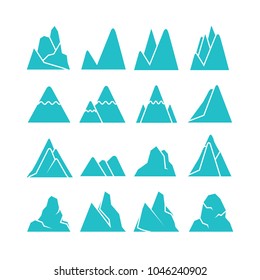 blue mountain icons set