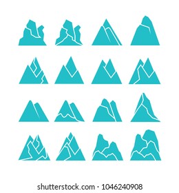 Blue Mountain Icons Set Stock Vector (Royalty Free) 1046240908