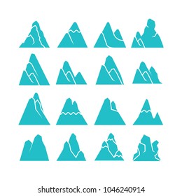 blue mountain icons set