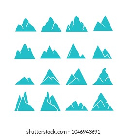 blue mountain icons set