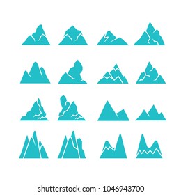 blue mountain icons set