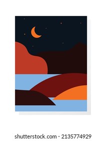 blue mountain landscape with fog background abstract. vector illustration. flat panoramic vector