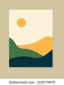 blue mountain landscape with fog background abstract. vector illustration. flat panoramic vector