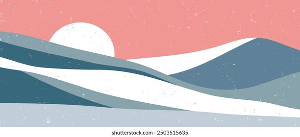 Blue Mountain landscape. Illustration of Winter Mountains landscape. mountains and the sunset. use for wallpaper, print art, poster, cover and banner
